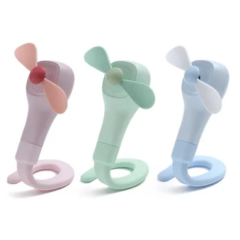 

MIni Variety Small Fan USB Portable Hand-held Portable Electric Fan Variety Fan Green ABS + PC + Silicone Curved Handle Fan new*