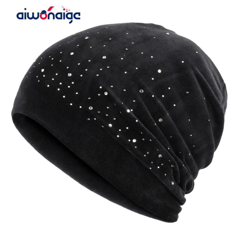 НОВАЯ шапка с бриллиантом зимняя женская шляпа теплый Дизайн Повседневная Женская хлопковая шляпа Классическая бархатная Толстая шляпа Женская bean touca inver