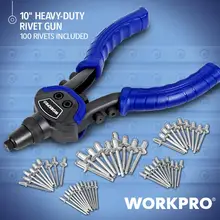 WORKPRO – riveteuse à main 10 "/254mm, pistolet à écrou robuste, 100 Rivets inclus avec 5 nez remplaçables