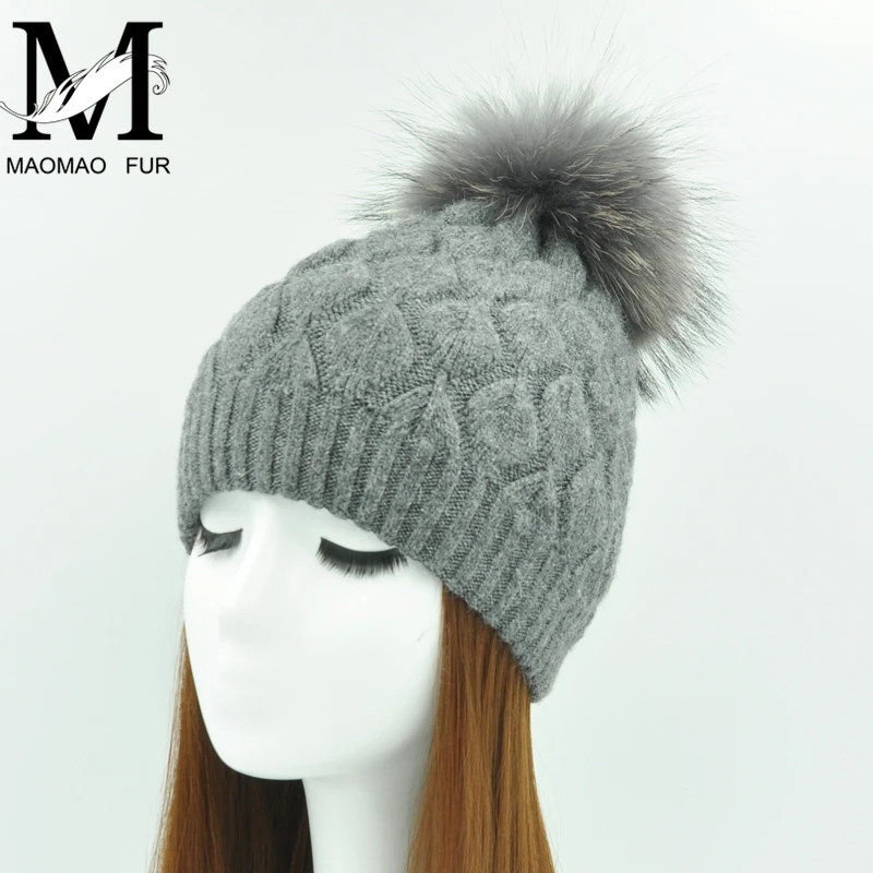 Women Winter Hat Angora Knitted Wool Beanie Female New Fashion Casual Outdoor Thick Ladies Warm Fur Ball Hats