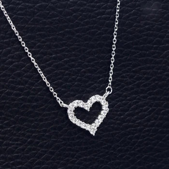DXJEL Republic Dropship Suppliers 100% 925 Sterling Silver Love Heart Necklaces for Women Vip Link Dropshipping Center 2020