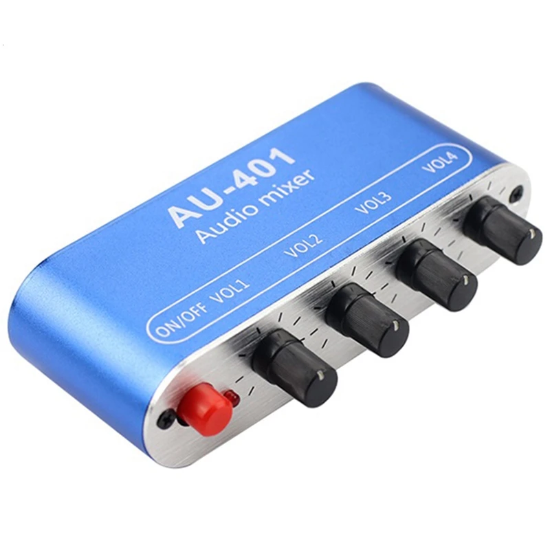 Stereo Mixer 4 Input 1 Output Individually Controls Board DIY Headphones Amplifier Case DC12V