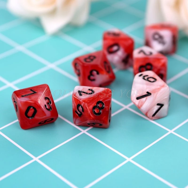 10pcs/set D10 Polyhedral Dices Numbers Dials Desktop Table Board Game dice set acrylic dice game dice