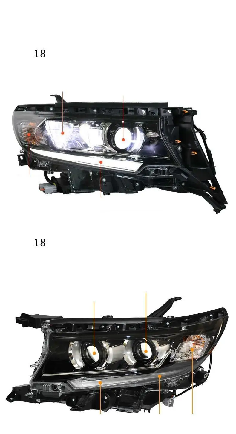Сигнал поворота автомобиля Drl Automovil бег Luces Para Авто Светодиодные Автомобильные фары передние противотуманные фары 18 для Toyota Prado