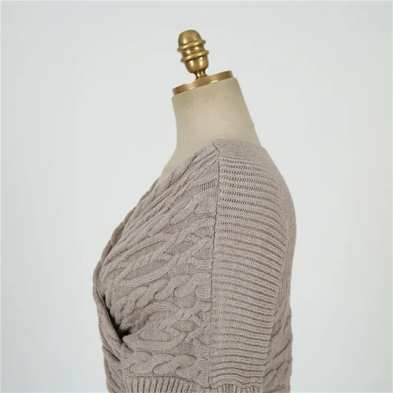 BGTEEVER, зимний сексуальный Свободный Женский пуловер с v-образным вырезом и перекрещивающимися плечами, женский свитер с длинными рукавами, вязаные топы