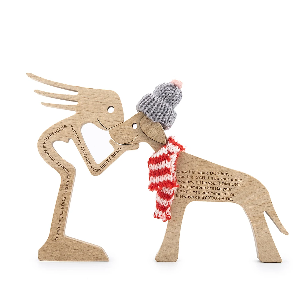 Pet Decorations Craft Wooden Dog Cat Doll Ornaments Carved Model Home Office Ornaments Creative Love Pets Dropshipping
