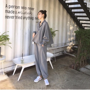 

New Autumn Women 2 Piece Set Pants Suit Tracksuit Sweatshirts Casual Long Sleeve Solid Suit Tops Pants Sporting Suit Female