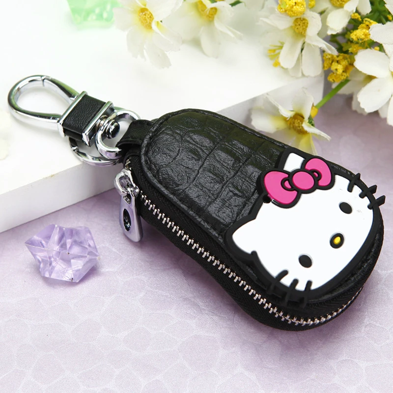 Милый кожаный брелок для ключей Hello Kitty KT Cat на молнии - Цвет: Style 7