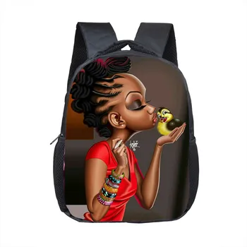 

2020 new cartoon cute African girl backpack children school bag brown beauty princess children kindergarten school bag