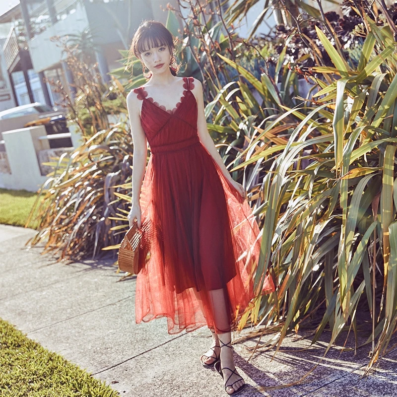 Женский сетчатый сарафан вечерние платья трапециевидной формы с аппликацией