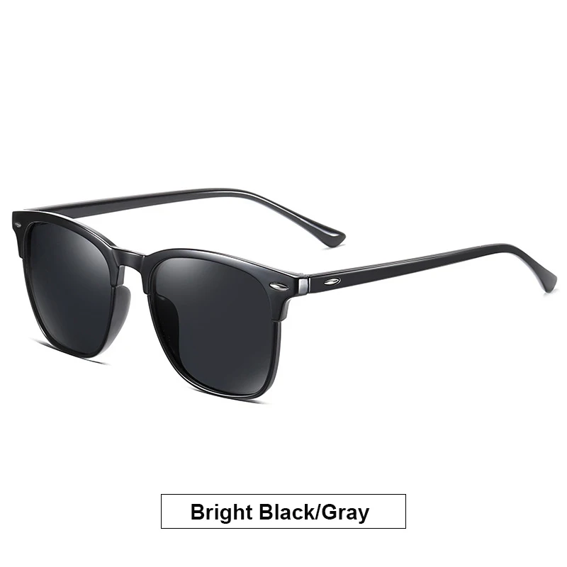 Bright black gray TR90, оправа, поляризационные солнцезащитные очки, мужские, леопардовые, для вождения, квадратный стиль, солнцезащитные очки, фирменный дизайн,, женские очки, UV400 3323 - Цвет линз: Bright black gray