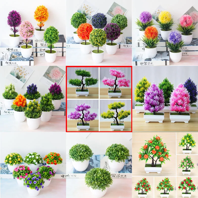 Home Decoration Fake Flowers Ornament Simulation Pot Plants Artificial Bonsai 