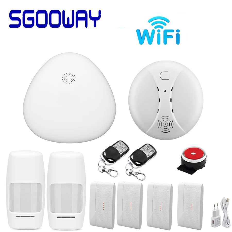 Sgooway охранная сигнализация 433 МГц Wifi охранная умная домашняя сигнализация Испанский Английский Русский - Цвет: V10 Bundle E