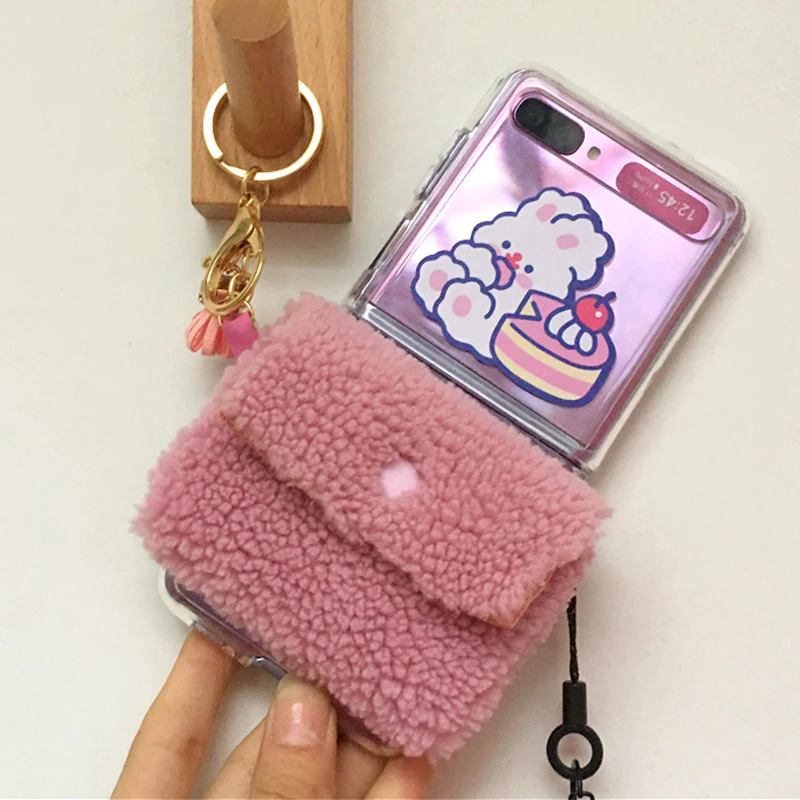 Plush Coin Purse Phone Case for Samsung Z Flip  Bunny and Cake Cover for Samsung Galaxy Z Flip 5G Cover 2021 Trend