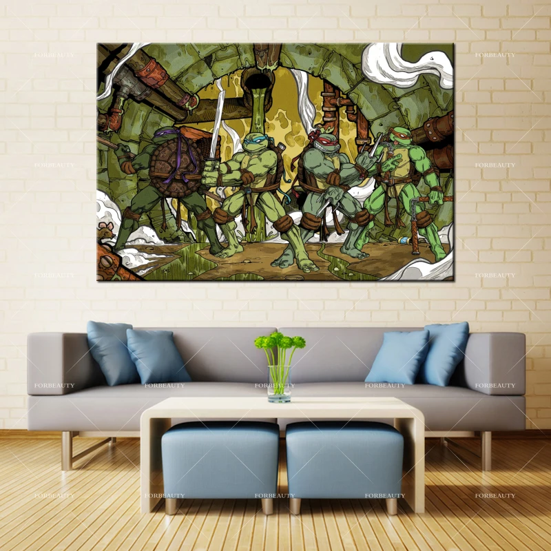 Forbeauty холст живопись искусство на стену teenage_mutant_turtles_warrior_мультфильм спрей печать