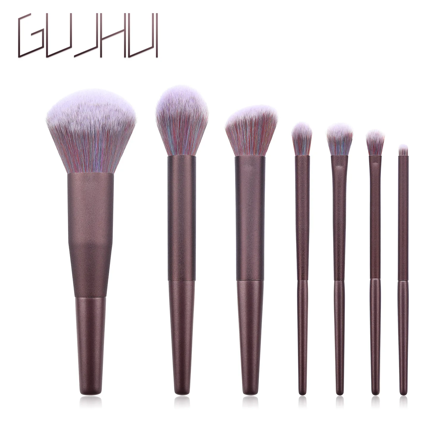 

Seven Cosmetic Brushes Set High-end Purple Shirt Protection Cosmetic Tools with Wood Handles, Exclusive Patent GUJHUI