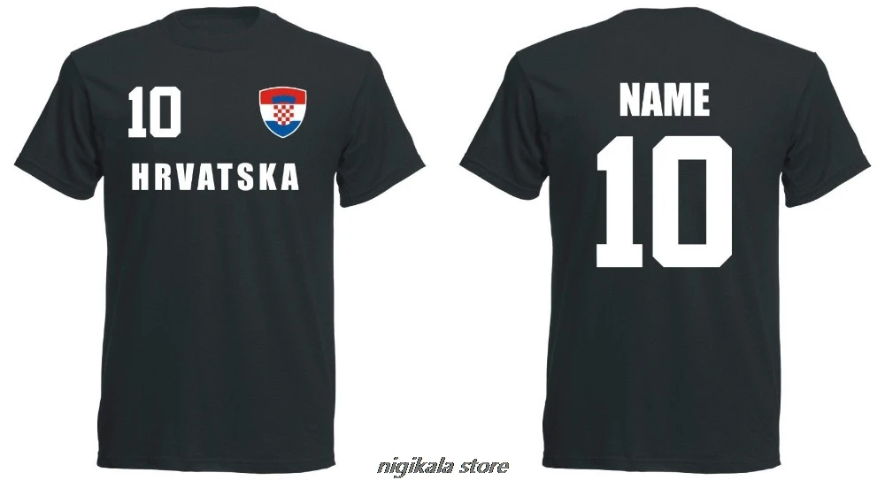 

Hot sale Summer Style Croatia Hrvatska T-Shirt Jersey Look Footballer + Incl.print Name + No Funny Tee shirt