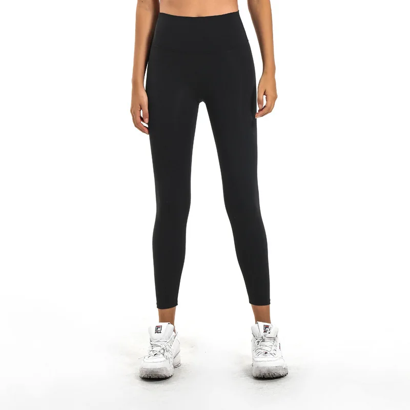 Мягкие женские штаны для йоги с высокой талией, леггинсы для занятий фитнесом, бега, тренировок, спортивные женские колготки для фитнеса, эластичные тонкие Леггинсы для йоги - Цвет: black