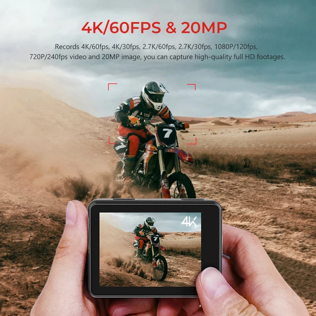 Keelead Action Camera K80 4K Dual Screen WiFi 5m Body Waterproof 60FPS 20MP 2.0 Touch LCD EIS Remote Control 4X Zoom Sports Cam 5