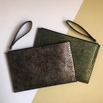 

Customized Letters Snake Pattern Clutch Handbag Men Women Laptop Bag For Macbook Pouch Bag With Wristlet