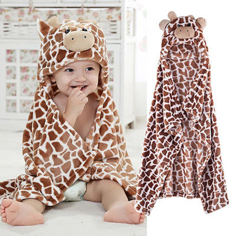 Банный детский банный халат с капюшоном в форме медведя, мягкое детское полотенце с жирафом для новорожденных