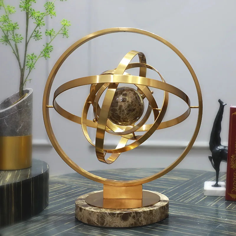 

Fan qian Northern European-Style Light Luxury-Style Metal Iron Craft Decorations Bronze Earth Celestial Office Domestic Ornament