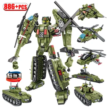 

City Police Transformation Iron Blood Robot Building Blocks for Military Tank Technic Car Truck Bricks Toys For Boys