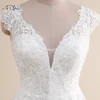 Modest V-neck Cap Sleeves Wedding Dresses Plus Size Customized A Line Bridal Gowns Tulle Lace Applique Robe De Mariee Customized 5
