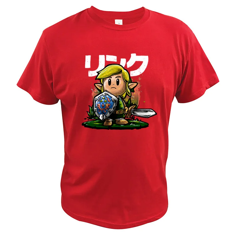 Футболка с надписью Legend of Zelda, хлопок, цифровой принт, высокое качество, футболки для видео игр, топы, футболка с надписью Link's Awakening - Цвет: Красный
