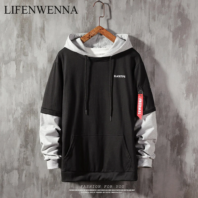 

2019 New Autumn Cool Sweatshirt Men Hip Hop Patchwork Long Sleeve Pullover contrast Hoodies Sweatshirt hoodies Men High Quality