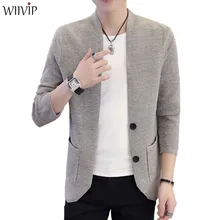 Осенний кардиган свитер пальто мужской длинный рукав кардиган тонкий мужской тренд вязанный обтягивающий свитер брендовая одежда yw571