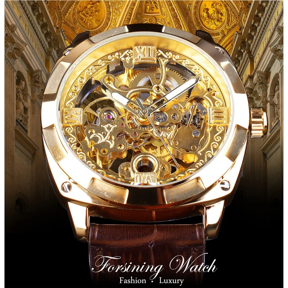 

Forsining Automatic Analog Watch Hollow out Waterproof Leather Belt MEN'S Table MEN'S Watch Fully Automatic Mechanical Wrist Wat