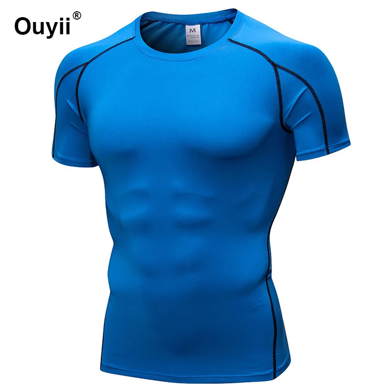Для мужчин фитнес-футболки спортивная компрессионная одежда тренажерный зал Фитнес Тяжелая атлетика тренировочный быстросохнущая спортивная одежда Для мужчин рубашка - Color: Short Sleeve Style 2