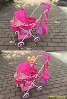 Simulation Doll Double Seat Trolley Girls Toy Children Foldable Hand Push Baby Stroller Pretend Play Doll Accessories 2