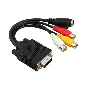 

Adapter Cable VGA to AV TV S-Video 3 Audio Video Converter Durable For PC Computer DU55