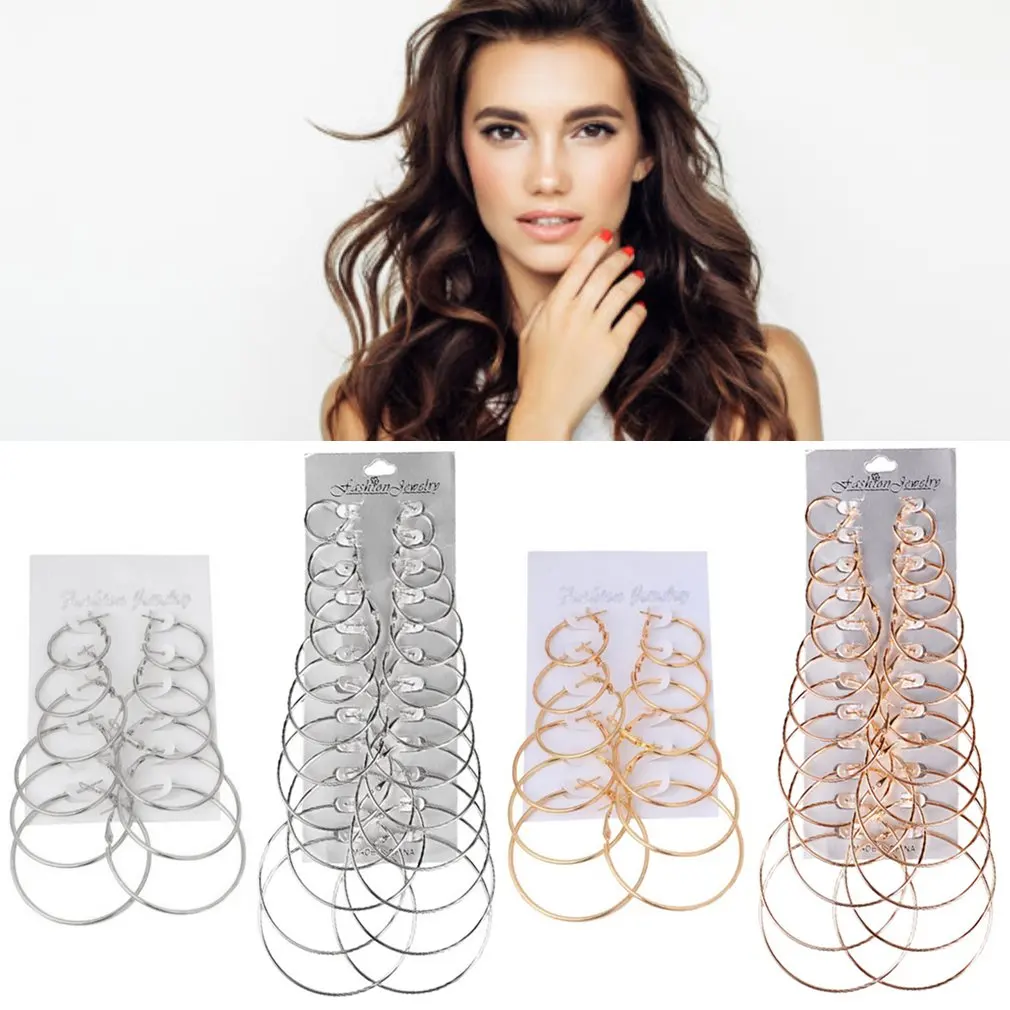 Большой большой круг обруч Комплект сережек для женщин Простой Панк Стиль Brincos