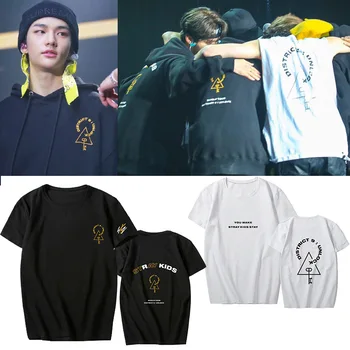 

K-pop Stray Kids Concert <District 9 : Unlock> Support T-shirt Kpop Stray Kids Short Sleeve Tshirt Cotton Tops Fans Collection