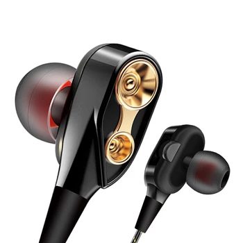 

In-ear Quad-core Double Moving Coil Wired Earphone 3.5mm Music Sport Earbuds for Samsung iphone Xiaomi Huawei Headset with Mic