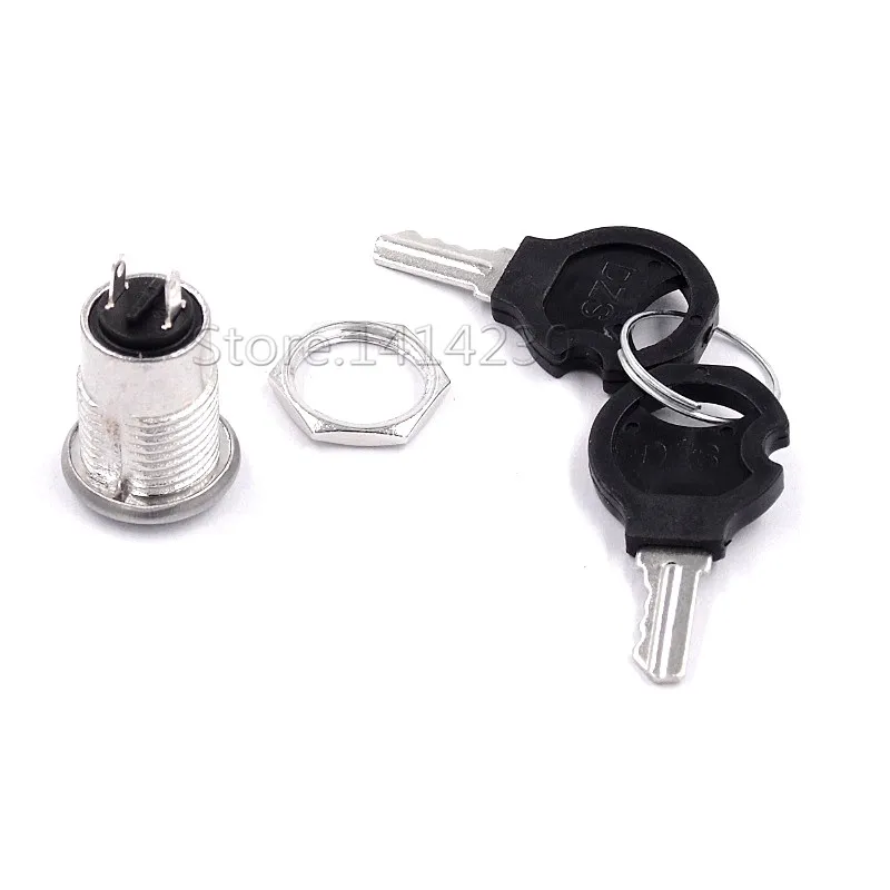 미니 키 스위치 ON/OFF 잠금 스위치, KS-02 KS02 전자 스위치, 3A, 250V, 12mm 