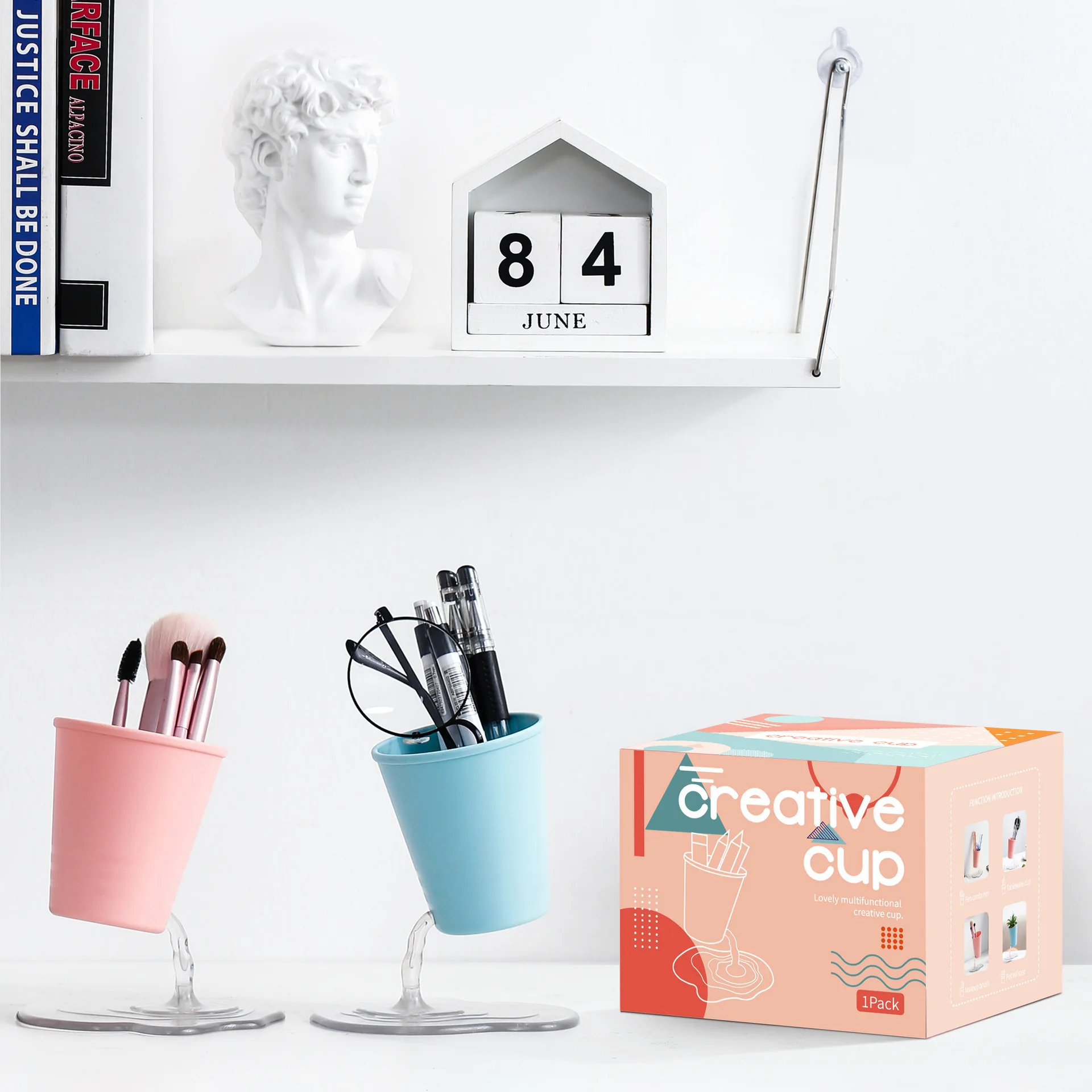 

Creative Floating Water Leakage Pen Container Multi-Functional Desktop Cosmetic Tableware School Articles Storage Colorful