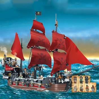 

Queen Anne's Revenge Pirates Ship Building Blocks Set Red Model Figures Bricks Educational Toys for Kids Girl Boys DIY Gifts