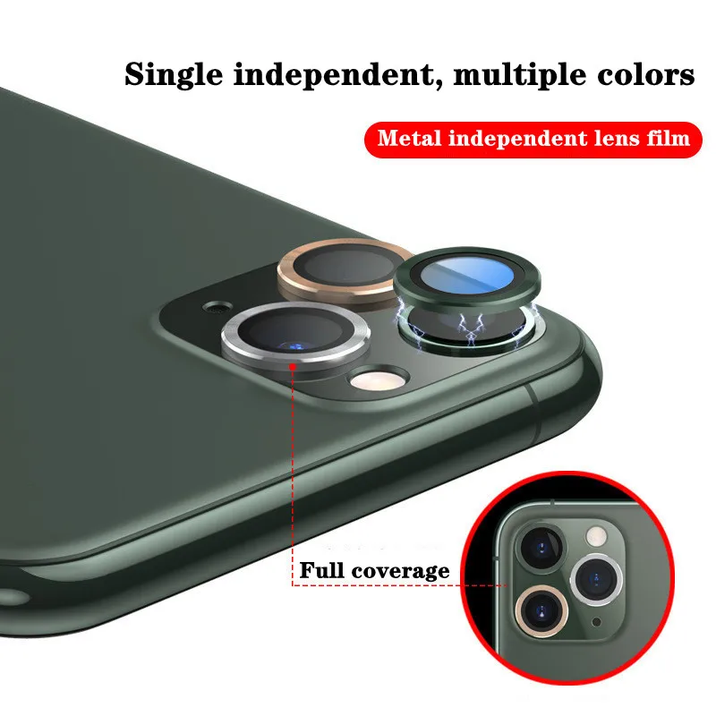 

Camera Lens Screen Protector Tempered Glass for IPhone 12 Pro IPhone 12 ProMax 12mini Metal Ring Protective Cap Tempered Glass