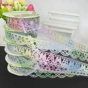 

Color Glitter Lace Tape Photo Album Crafts Gift Tape Gold Powder Colorful Gradient Tape Decorative Notebook