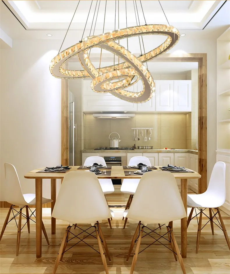 

3 Rings Modern K9 Small Crystal Chandelier Light Hanging Led Lighting Lustre Chandeliers Ceiling Pendant Fixtures For Home Hotel