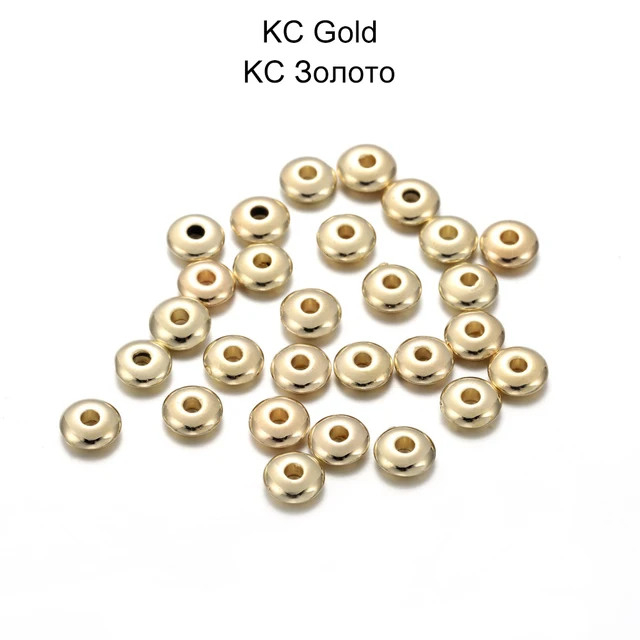200-400pcs/lot 5 6mm CCB Charm Spacer Beads Wheel Bead Flat Round Loose Beads For DIY Jewelry Making Supplies Accessories KC Gold