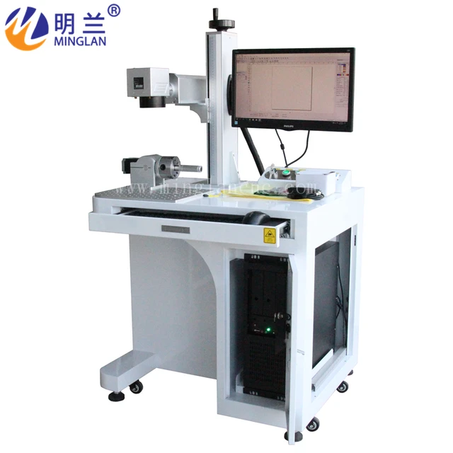$ MINGLAN Fiber laser marking machine with standard configuration price (Machine, Computer, Rotary, Foot switch, Goggles)