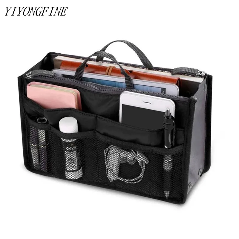 Nylon Cosmetic Bags For Women Tote Insert Double Zipper Makeup Bag Toiletries Storage Bag Girl Outdoors Travel Make Up Organizer