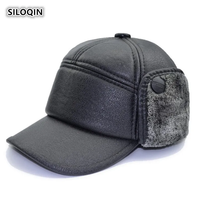 SILOQIN Dad's Hat New Style Man Ear Protection Baseball Cap Winter Middle Old Aged Thicken Keep Warm Leisure Motion Winter Hats