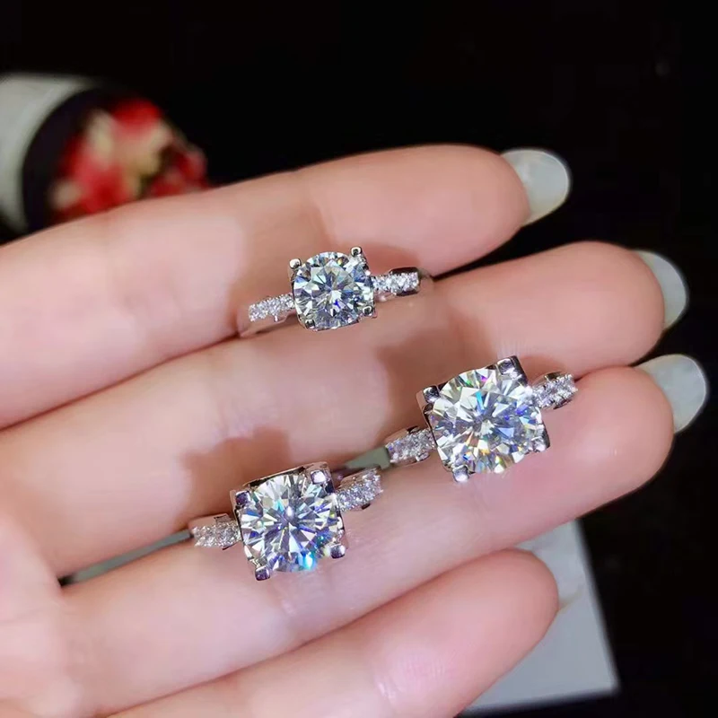 BOEYCJR 925 серебро 1ct/2ct/3ct F цвет Moissanite VVS обручальное свадебное кольцо с бриллиантом с национальным сертификатом для женщин