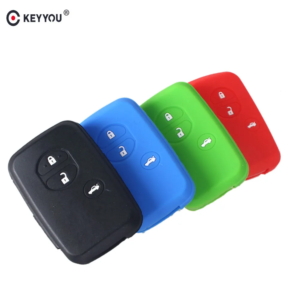 

KEYYOU 3 Button Silicone Remote Key Cover Case for TOYOTA 4Runner Land Cruiser Venza Camry Avalon Prado Smart Car Key Fob Case